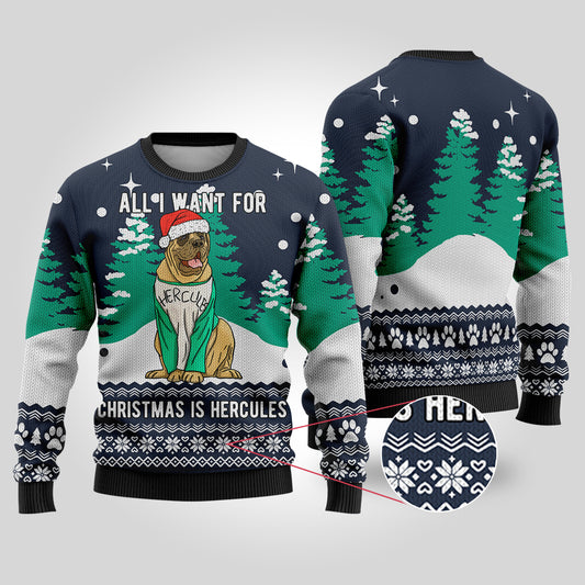 Navy The Beast Hercules Sandlot Dog Ugly Christmas Sweater