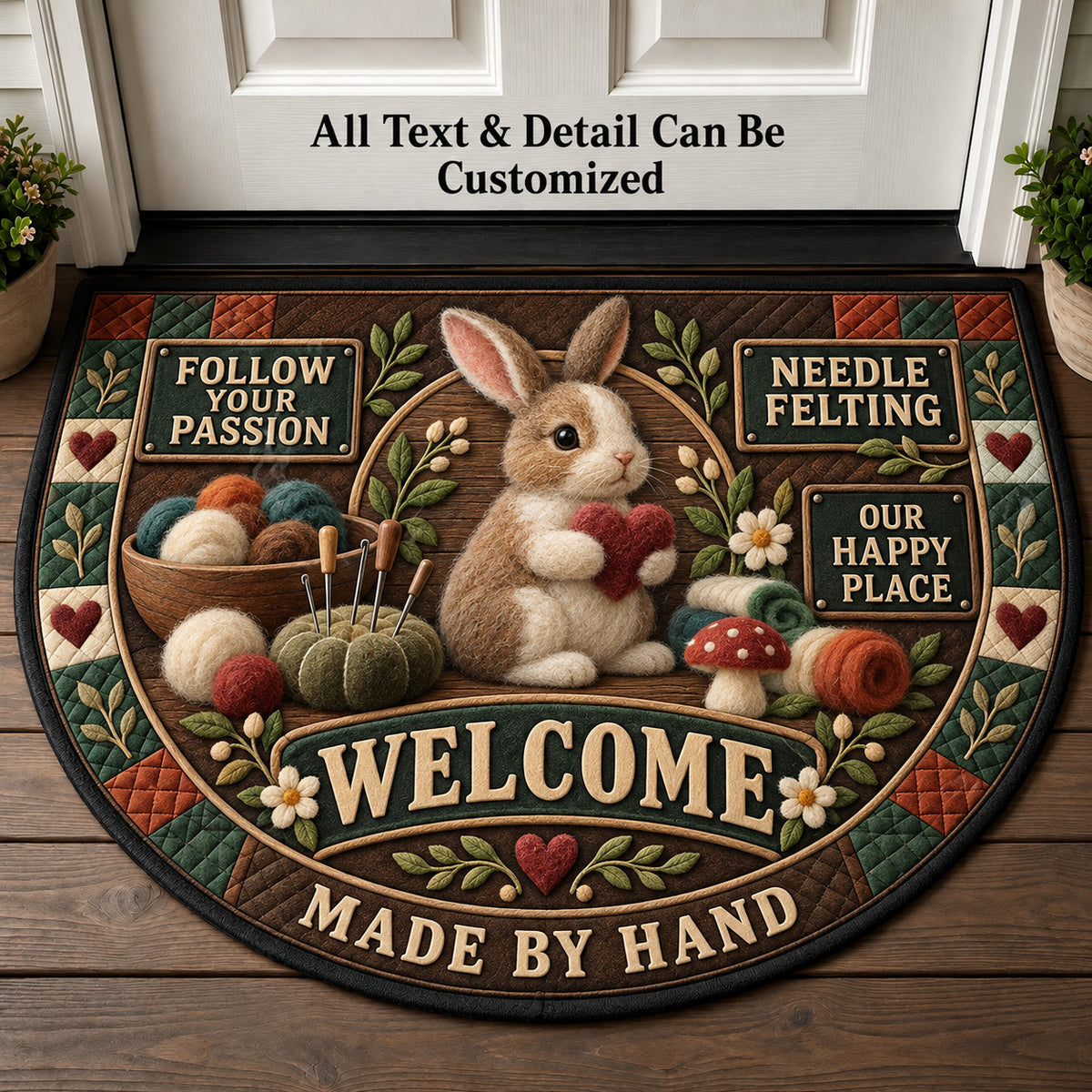 Needle Felting Personalized Half Round Mat | 5To9Vibe