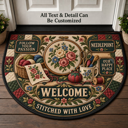 Needlepoint Personalized Half Round Mat | 5To9Vibe
