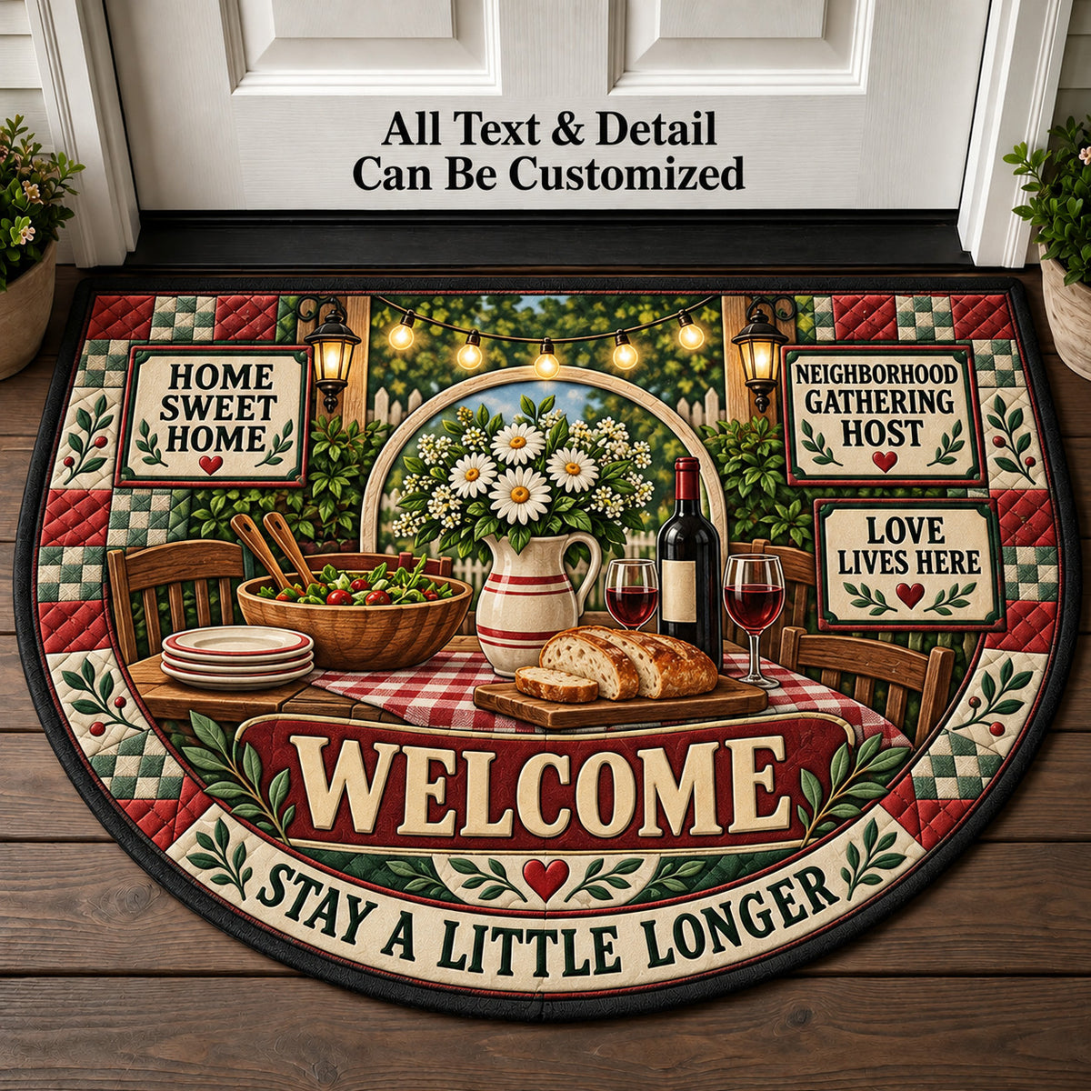 Neighborhood Gathering Host Personalized Half Round Mat | 5To9Vibe