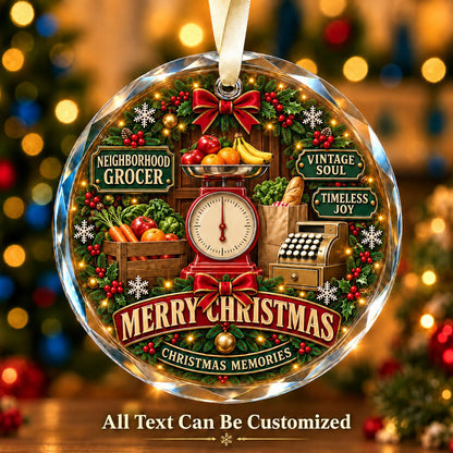 Neighborhood Grocer Personalized Glass Ornament | 5To9Vibe