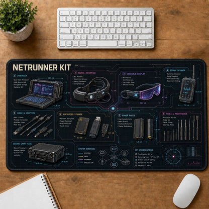 Netrunner Kit Futuristic Technical Guide Desk Mat | 5To9Vibe
