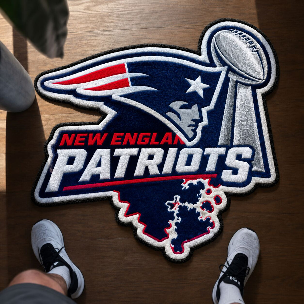 All Football Teams Logo Trophy City Map Football Fan Custom Shape Rug Print Premium Welcome Mat Washable Black Border Personalized Football Custom Shape Rug