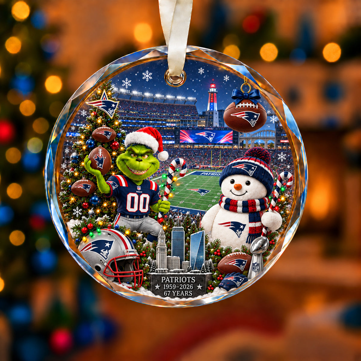 All Football Teams Christmas Vibe Snow Glass Ornament With Gift Box Trending - 5to9vibe