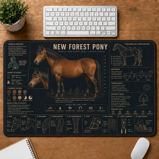 New Forest Pony Horse and Equestrian Visual Guide Desk Mat | 5To9Vibe