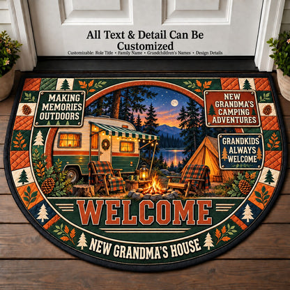 New Grandma's Camping Adventures Personalized Half Round Mat | 5To9Vibe