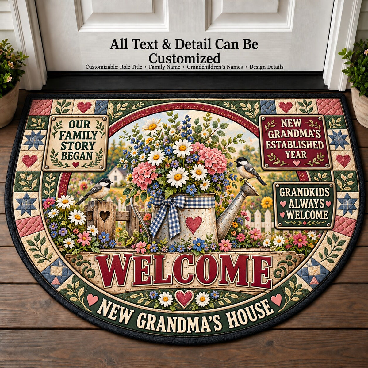 New Grandma's Established Year Personalized Half Round Mat | 5To9Vibe