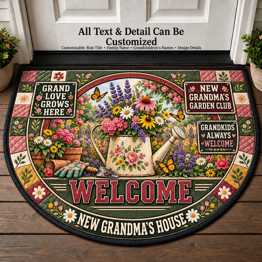 New Grandma's Garden Club Personalized Half Round Mat | 5To9Vibe