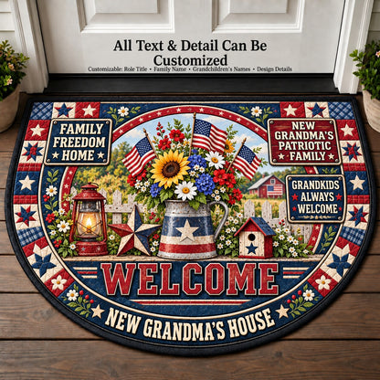 New Grandma's Patriotic Family Personalized Half Round Mat | 5To9Vibe