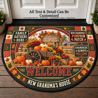 New Grandma's Pumpkin Patch Personalized Half Round Mat | 5To9Vibe