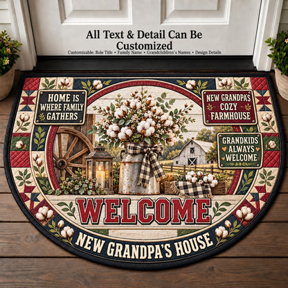 New Grandpa's Cozy Farmhouse Personalized Half Round Mat | 5To9Vibe