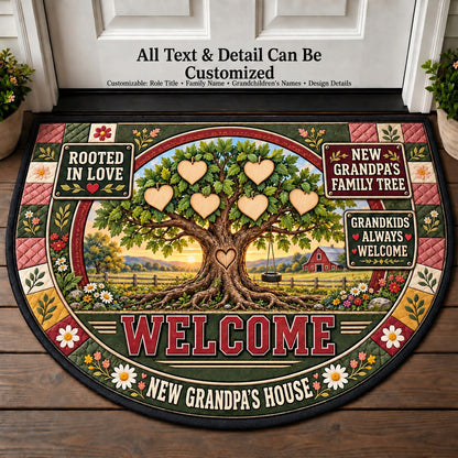 New Grandpa's Family Tree Personalized Half Round Mat | 5To9Vibe