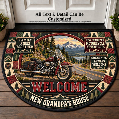 New Grandpa's Motorcycle Adventures Personalized Half Round Mat | 5To9Vibe