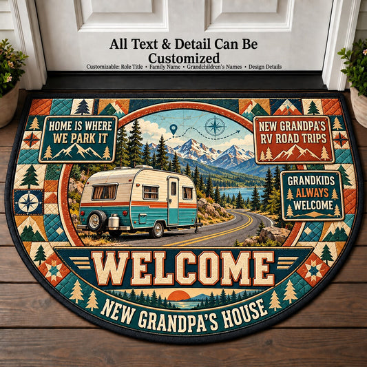 New Grandpa's RV Road Trips Personalized Half Round Mat | 5To9Vibe
