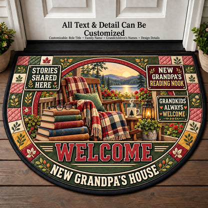 New Grandpa's Reading Nook Personalized Half Round Mat | 5To9Vibe