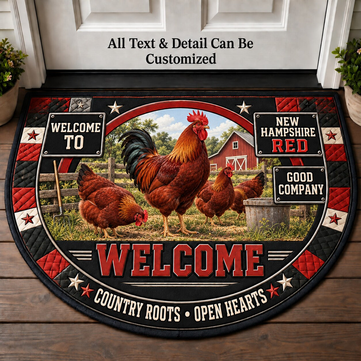 New Hampshire Red Personalized Half Round Mat | 5To9Vibe
