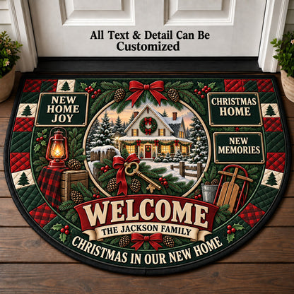 New Home Christmas Personalized Half Round Mat | 5To9Vibe