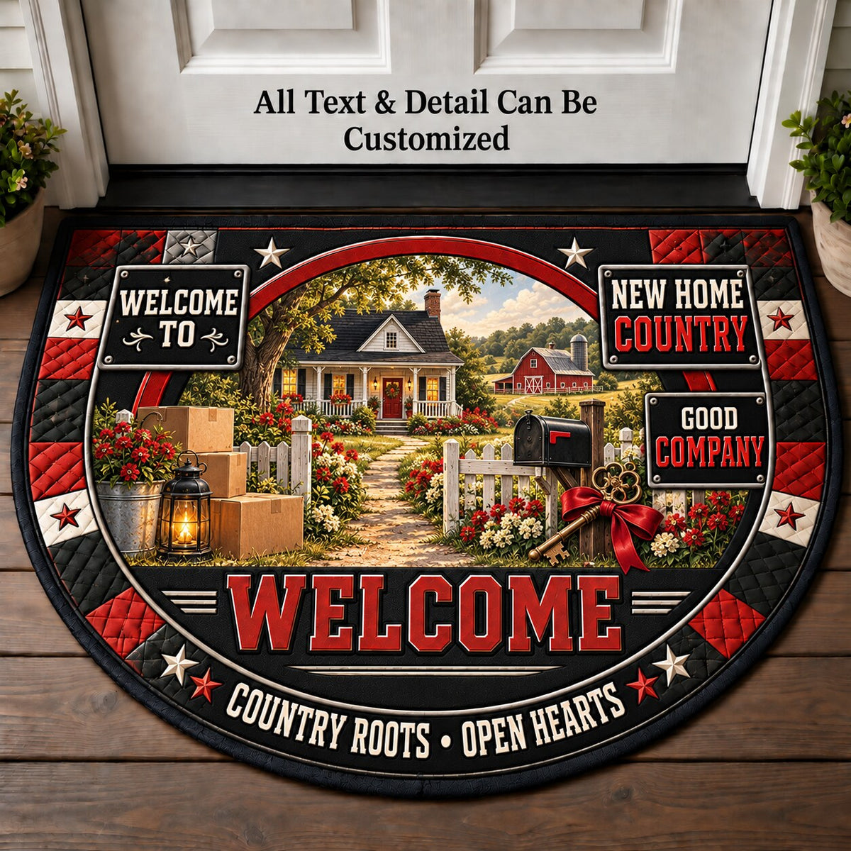 New Home Country Personalized Half Round Mat | 5To9Vibe