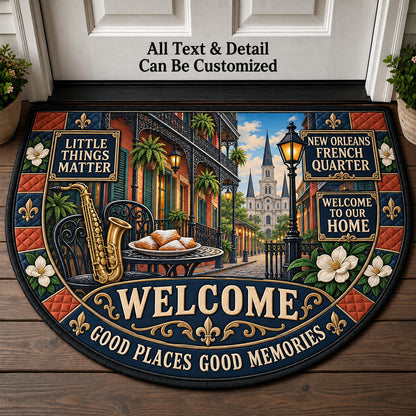 New Orleans French Quarter Personalized Half Round Mat | 5To9Vibe