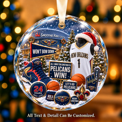 New Orleans Pelicans Jersey Snow Globe Glass Ornament