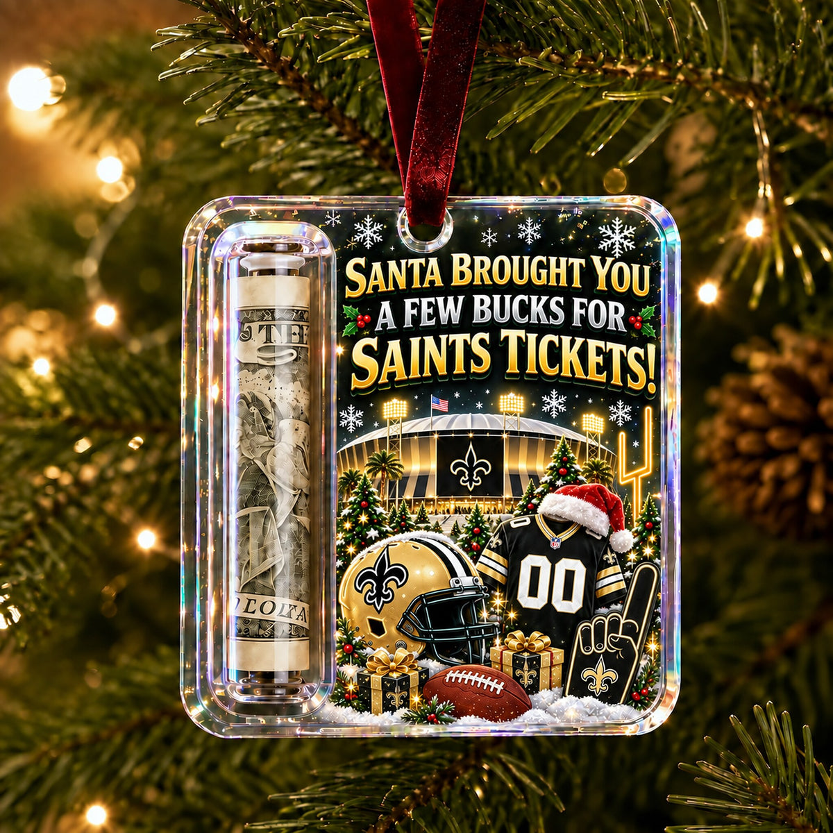 All Football Teams Christmas Money Holder Glass Ornament - 5to9vibe