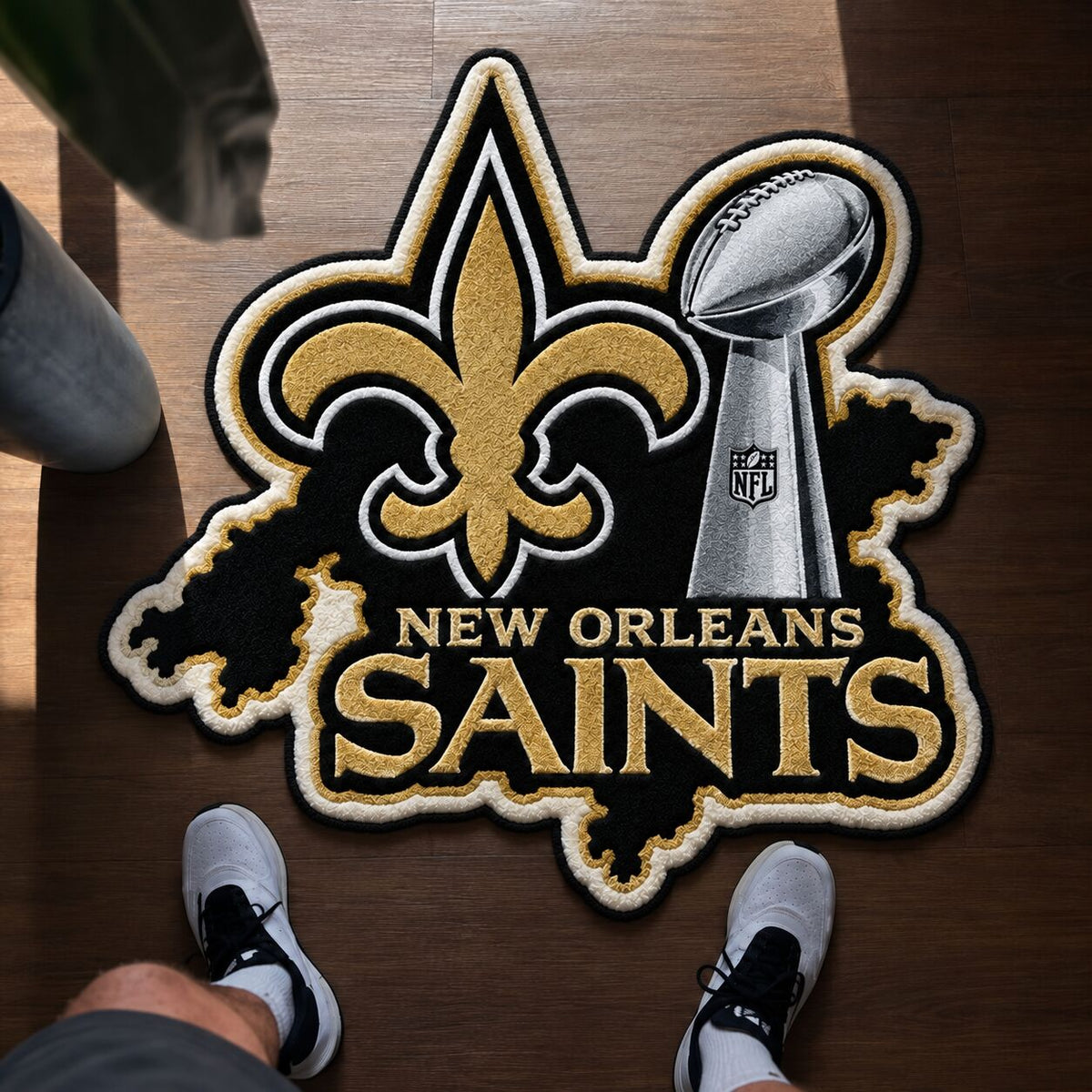 All Football Teams Logo Trophy City Map Football Fan Custom Shape Rug Print Premium Welcome Mat Washable Black Border Personalized Football Custom Shape Rug