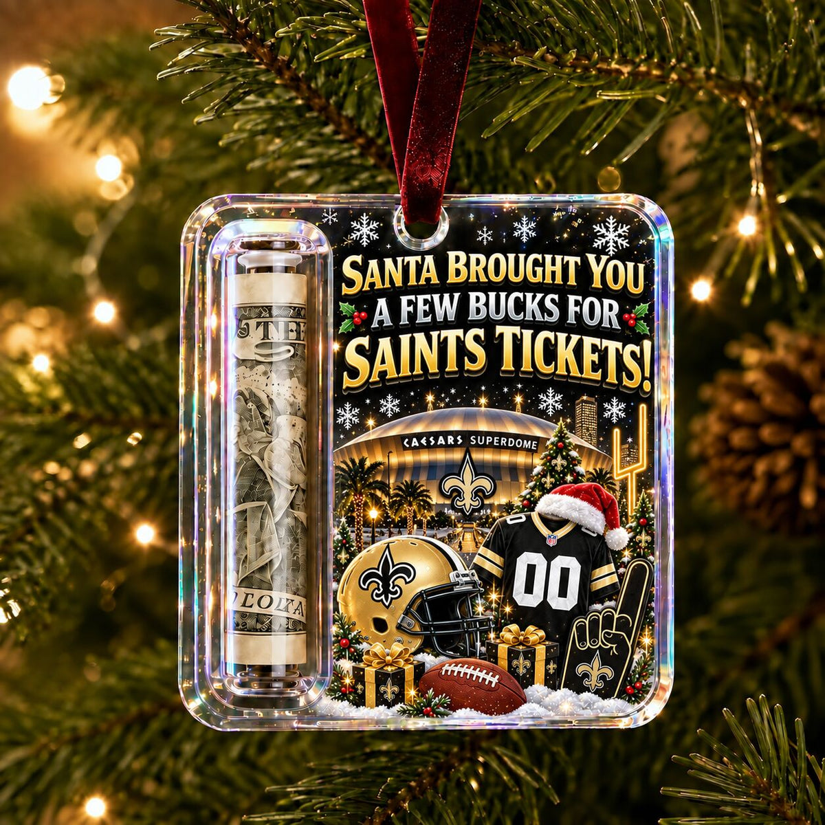 All Football Teams Football Stadium Christmas Money Holder Glass Ornament - 5to9vibe