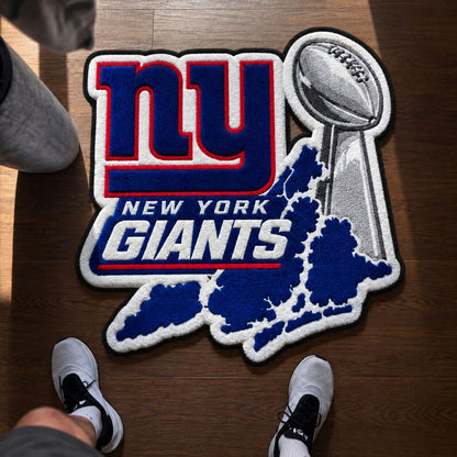 All Football Teams Logo Trophy City Map Football Fan Custom Shape Rug Print Premium Welcome Mat Washable Black Border Personalized Football Custom Shape Rug
