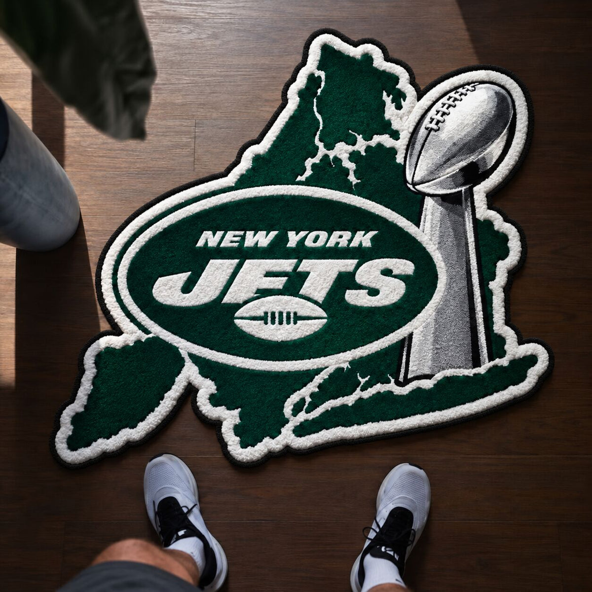 All Football Teams Logo Trophy City Map Football Fan Custom Shape Rug Print Premium Welcome Mat Washable Black Border Personalized Football Custom Shape Rug