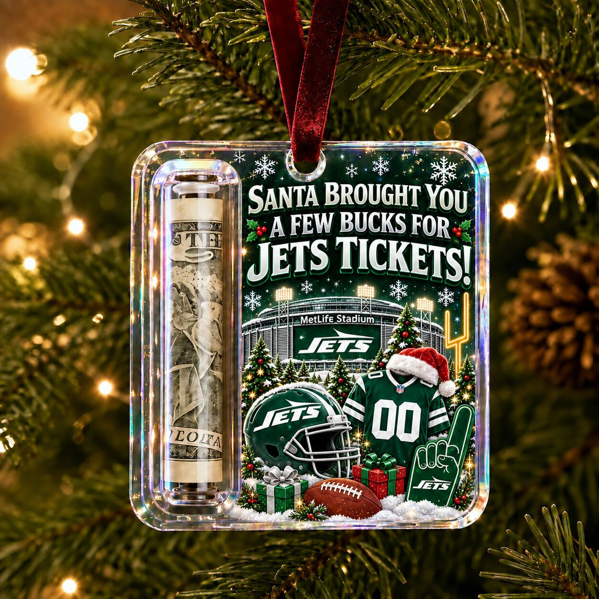 All Football Teams Football Stadium Christmas Money Holder Glass Ornament - 5to9vibe