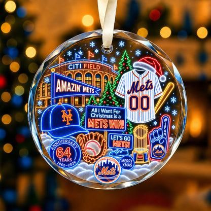 Adorno de vidrio de béisbol, 3 unidades con caja de regalo, equipo de béisbol de Navidad - Adorno de vidrio