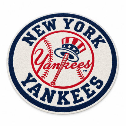 All Baseball Teams Round Logo Baseball Fan Custom Quilted Print Premium Welcome Mat Washable Black Border – Personalized Baseball Doormat