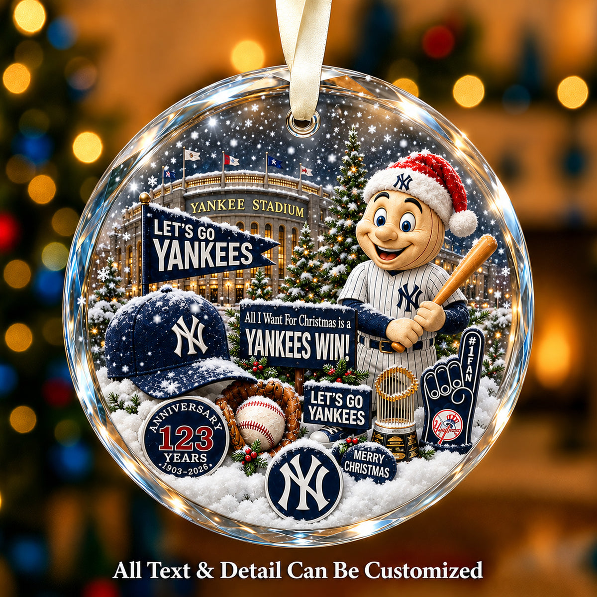 Baseball team Style 20 Glass Ornament mockup | 5To9Vibe
