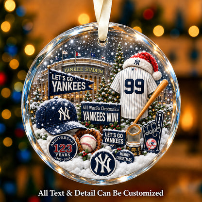 New York Yankees Jersey Snow Globe Glass Ornament