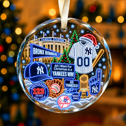 Adorno de vidrio de béisbol, 3 unidades con caja de regalo, equipo de béisbol de Navidad - Adorno de vidrio