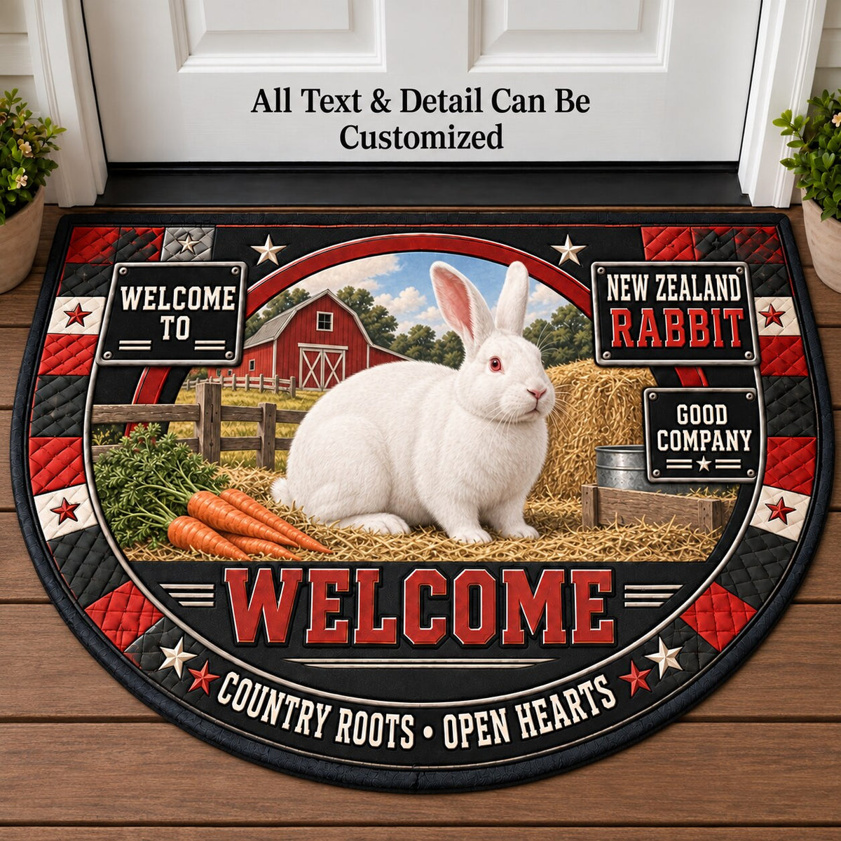 New Zealand Rabbit Personalized Half Round Mat | 5To9Vibe