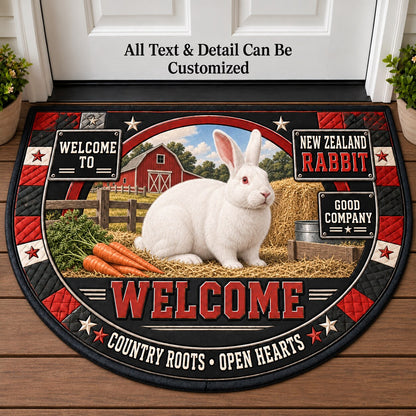 New Zealand Rabbit Personalized Half Round Mat | 5To9Vibe