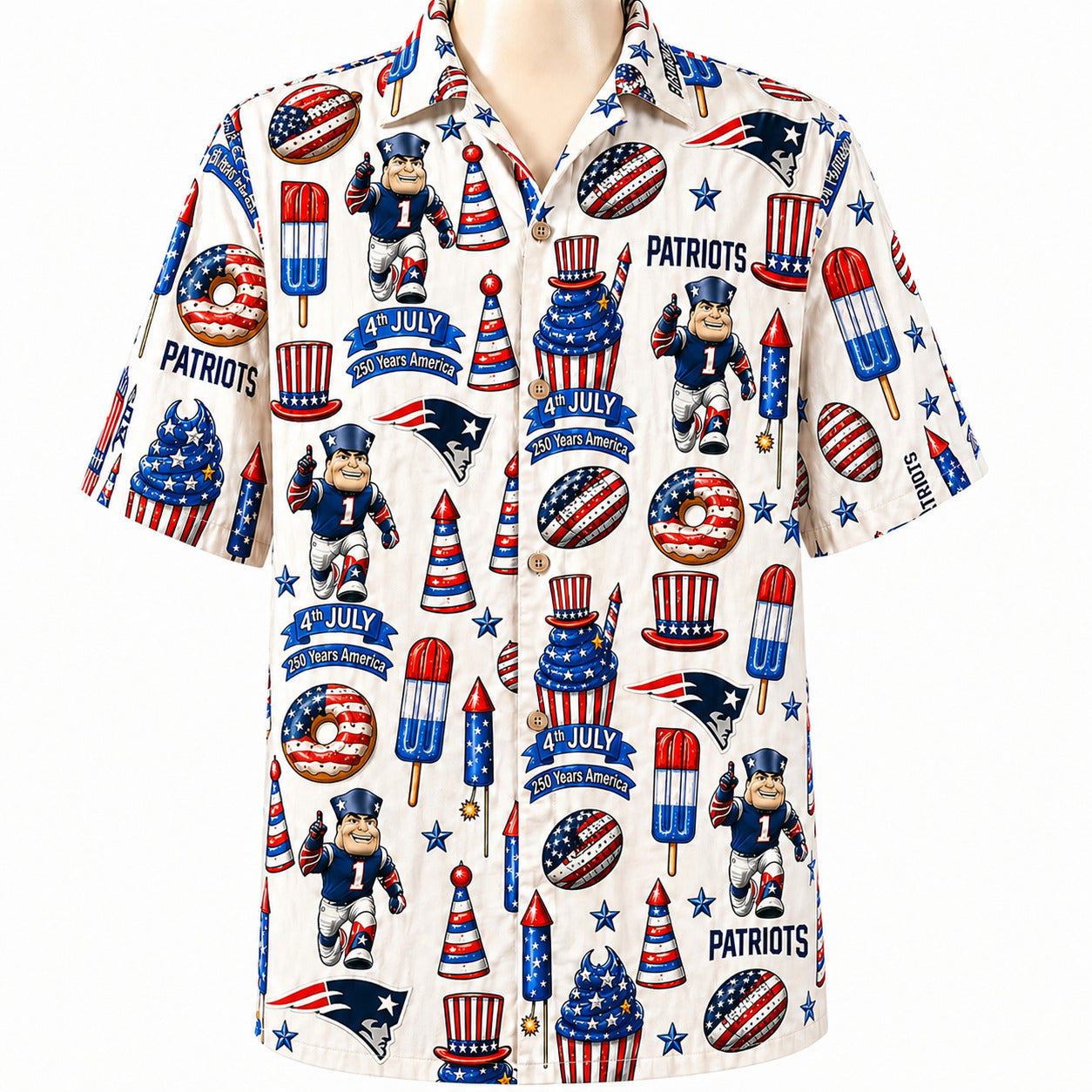All Football Teams 4th July 250 Years Anniversary America Premium Unisex Hawaiian Shirt For Men and Women