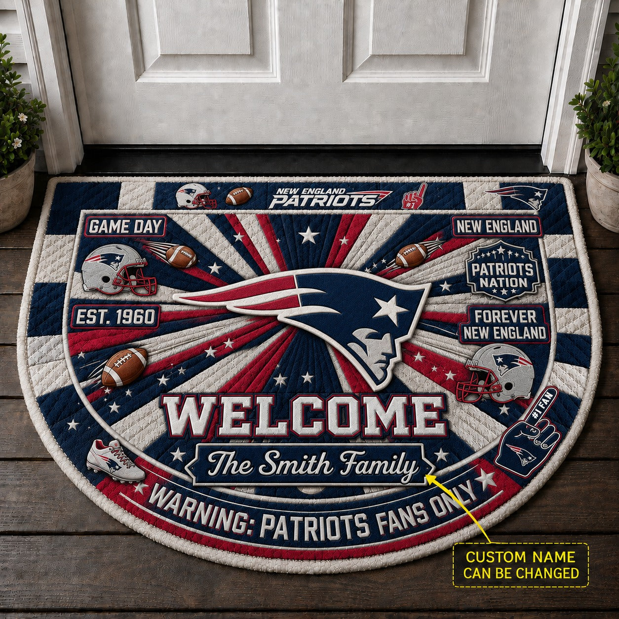 Official-Inspired Football Fan Custom Premium Welcome Mat – Personalized Doormat
