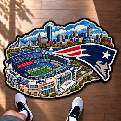All Football Teams Logo Stadium Area Baseball Fan Custom Shape Rug Print Premium Welcome Mat Washable Black Border Personalized Football Custom Shape Rug