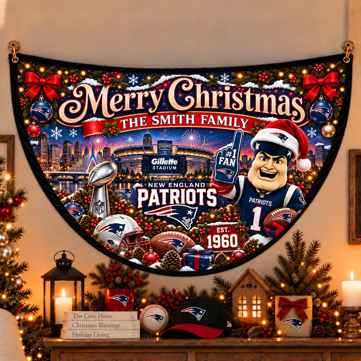 All Football Teams Personalized Christmas Night Bunting Flag - 5to9vibe