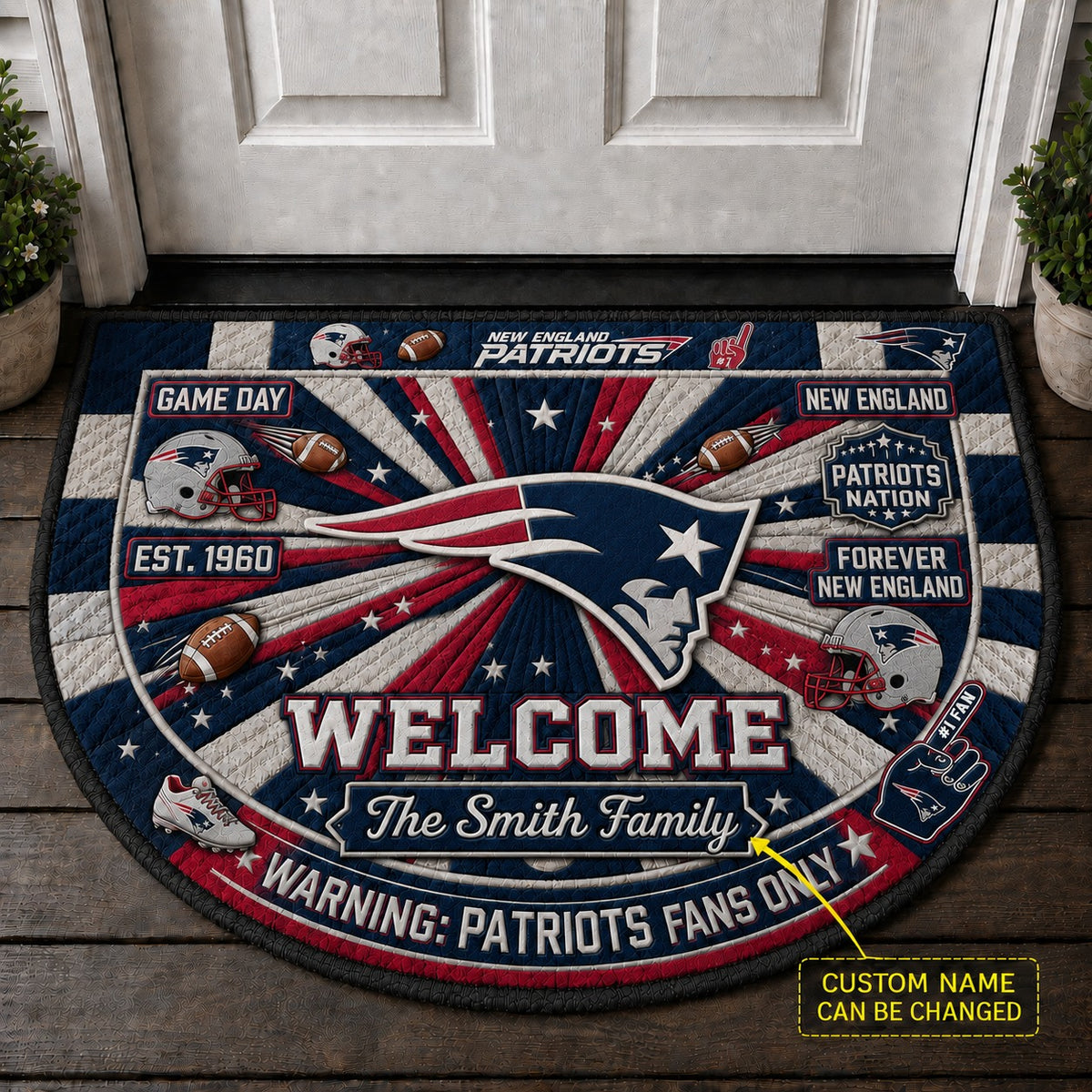 Official-Inspired Football Fan Custom Premium Welcome Mat – Personalized Doormat