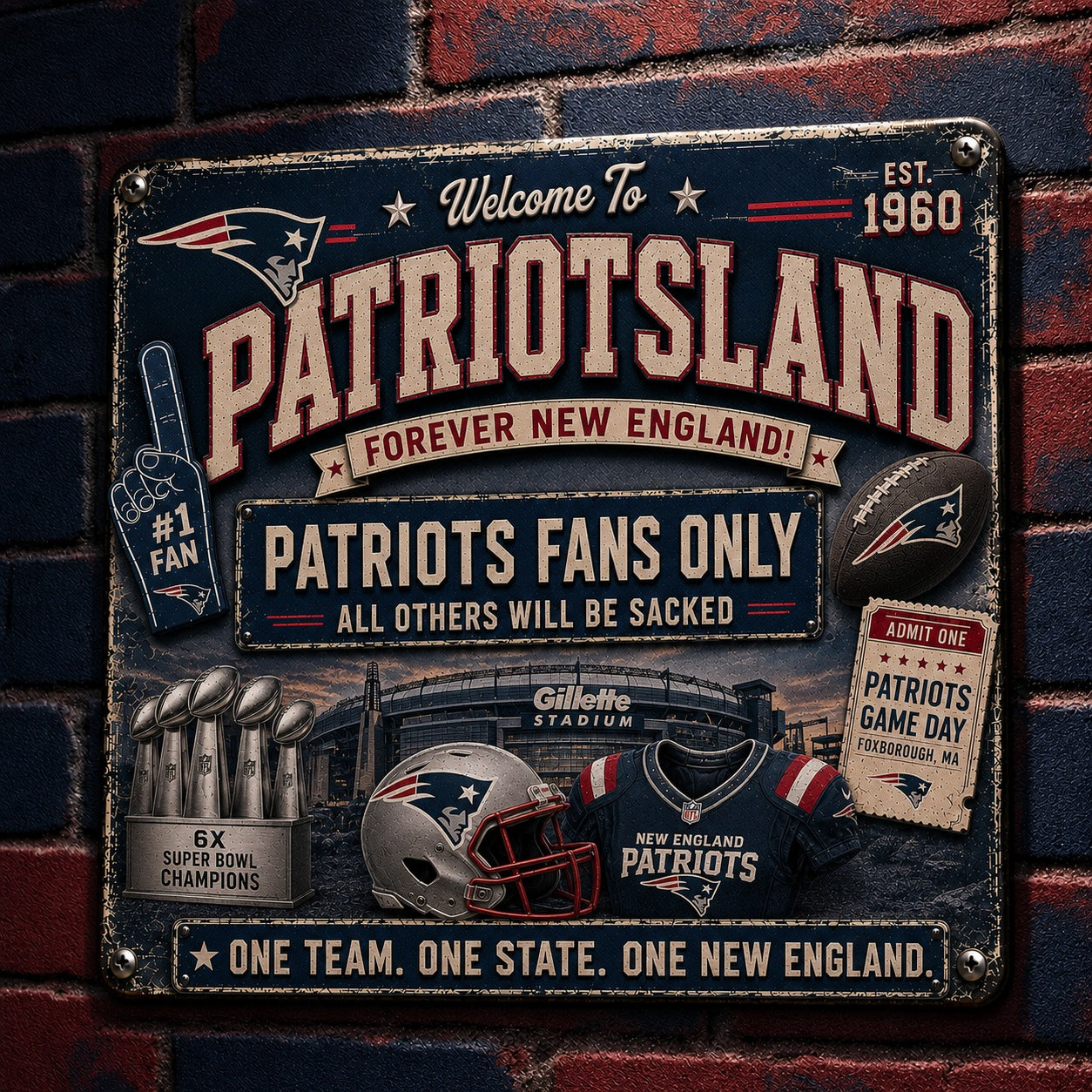 All Football Fans Teams Rustic Only Vintage Metal Sign - 5to9vibe