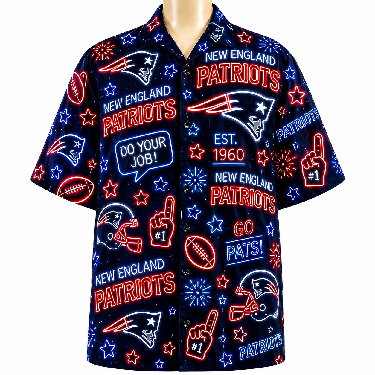 All Football Teams Neon Vibe Summer Button-Up Unisex Hawaiian Shirt For Men and Women