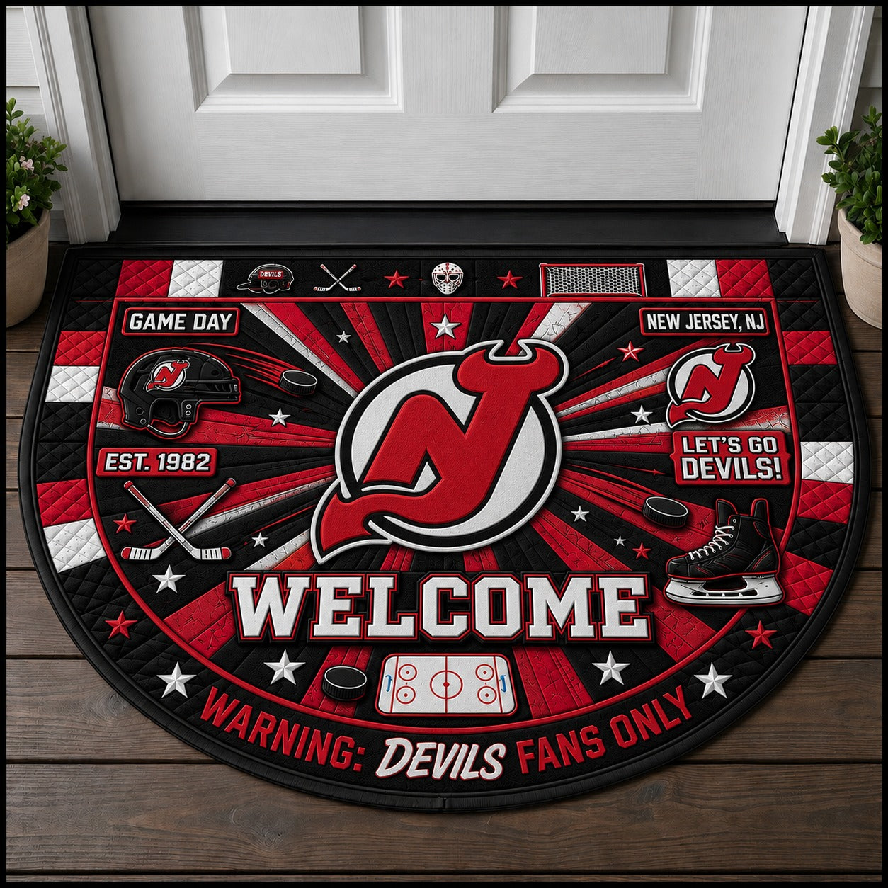Hockey All Teams Custom Quilted Print Premium Welcome Mat – Personalized Baseball Doormat