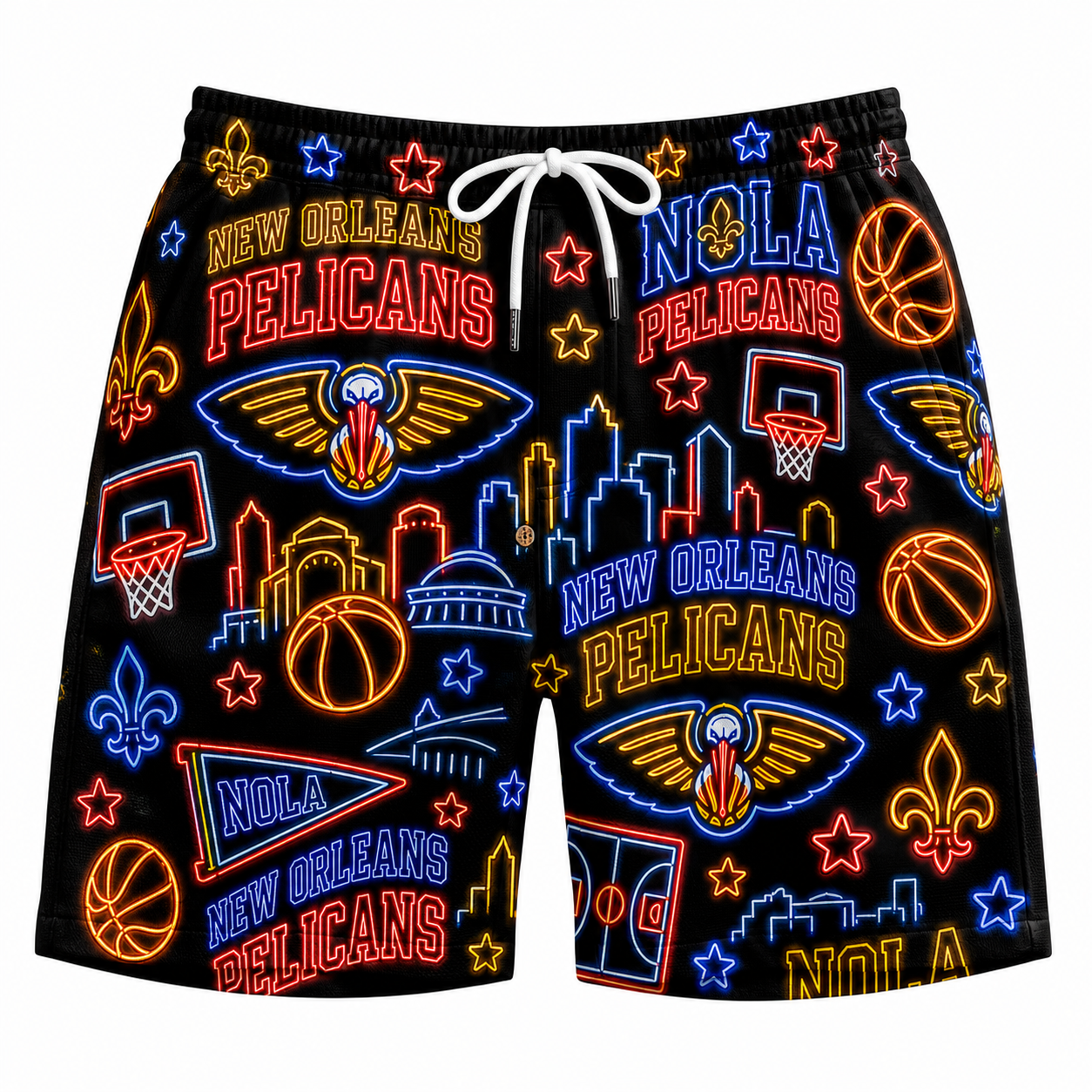 All Basketball Teams Neon Pattern Vibe Summer Party Button-Up Unisex Hawaiian Shirt For Men and Women