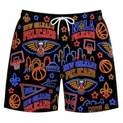 All Basketball Teams Neon Pattern Vibe Summer Party Button-Up Unisex Hawaiian Shirt For Men and Women