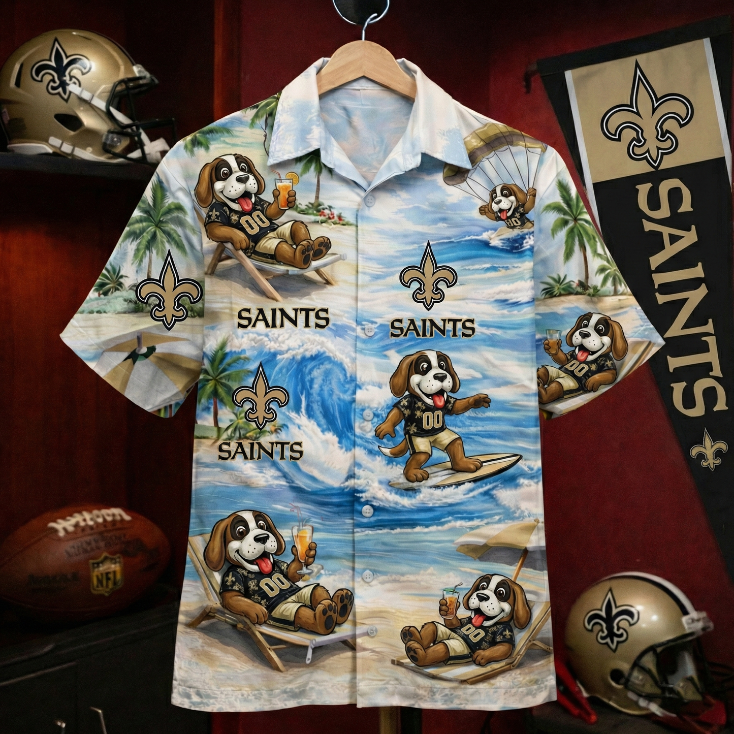 Camisa hawaiana unisex NOS Football Mascot Beach Viber para hombres y mujeres