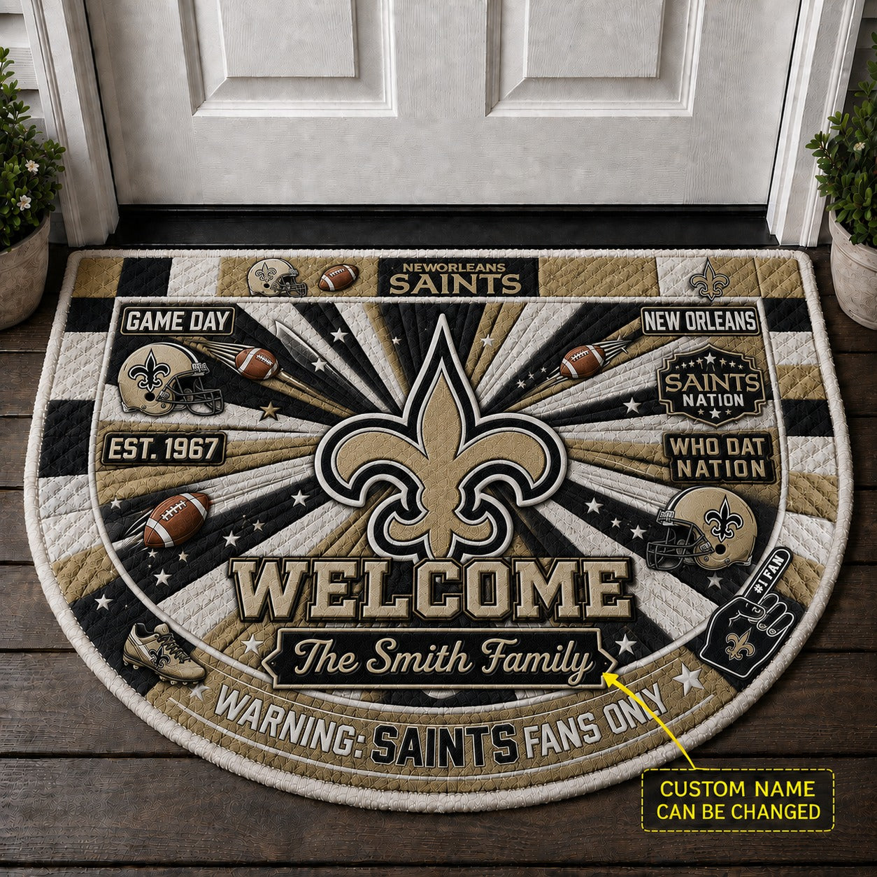 Official-Inspired Football Fan Custom Premium Welcome Mat – Personalized Doormat