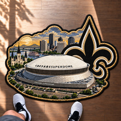 All Football Teams Logo Stadium Area Baseball Fan Custom Shape Rug Print Premium Welcome Mat Washable Black Border Personalized Football Custom Shape Rug